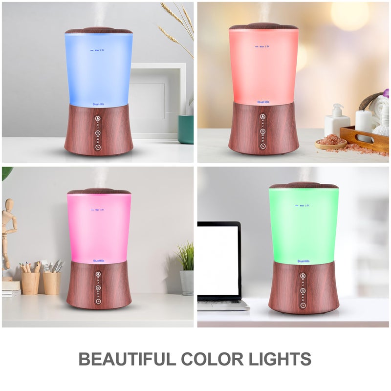 BlueHills Large 2000 ML XL Essential Oil Diffuser Aroma Humidifier 2 Liter Capacity for Big Living Room Home Baby Long Run XL Huge Coverage Area High Mist Timer Large Diffuser Dark Wood Grain 2L S3 - Image 2